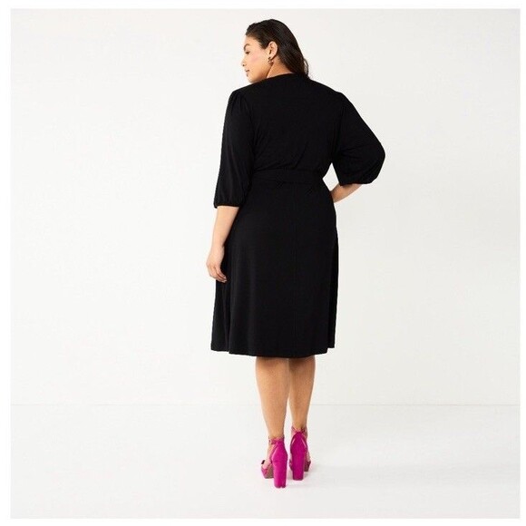 NEW Draper James RSVP Knit Wrap Dress Black Half Sleeve V-Neck Plus Size 2X NWT - Picture 5 of 14